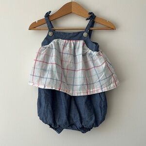 Kids Plaid Denim Romper